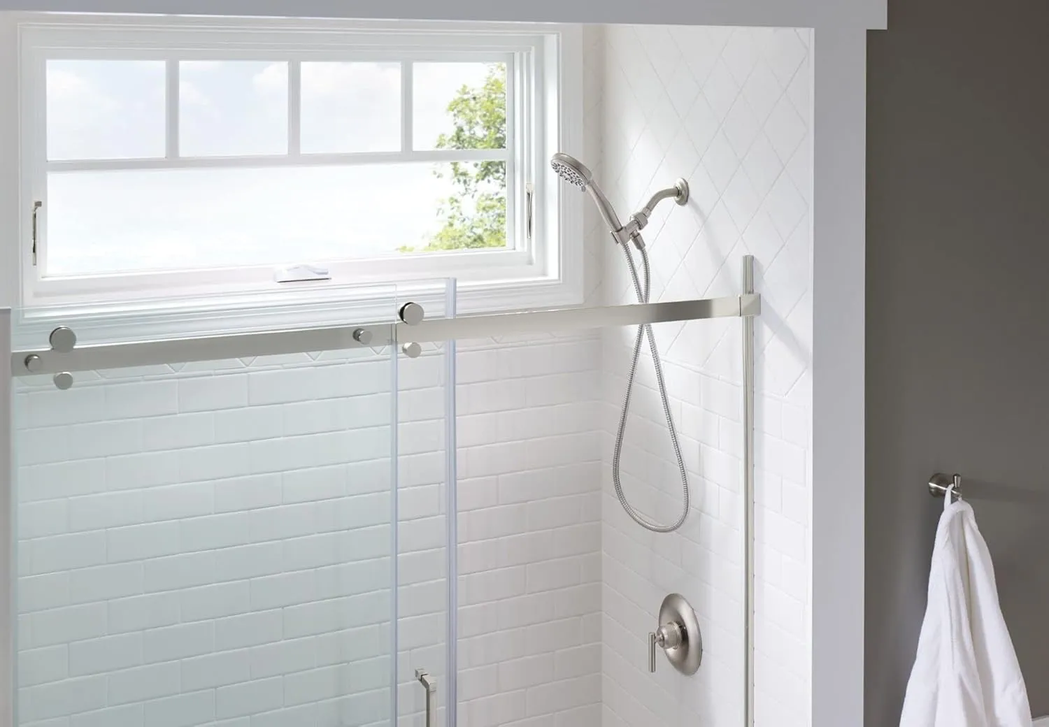 Moen 20091SRN 5-Setting Hand Held Brushed Nickel Spot Resist Shower Head, 2.5 GPM