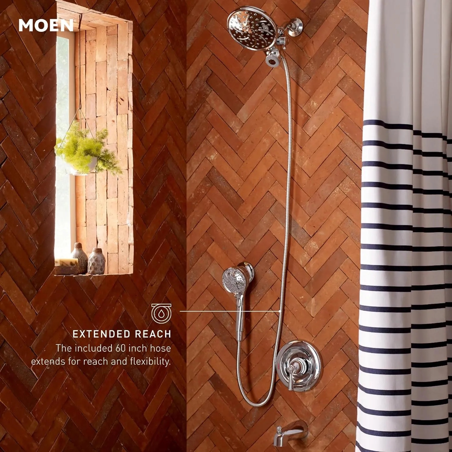 Moen Engage Chrome Magnetix 2-in-1 Combo Rain Showerhead with Detachable Handheld Shower Spray, Featuring Magnetic Docking System, 26009