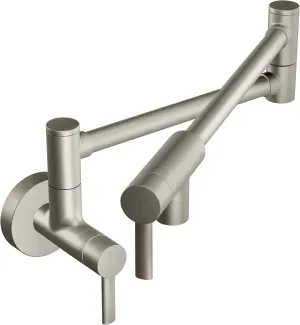 Moen Modern Spot Resist Stainless Wall Mount Swing Arm Folding Pot Filler, Double Jointed Kitchen Faucet, S665SRS