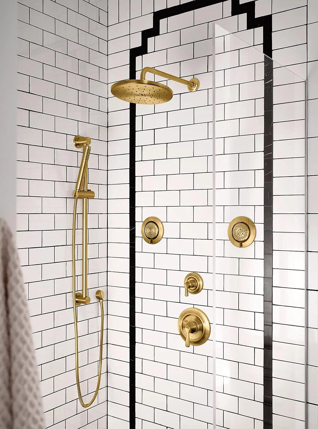Moen S112BG Waterhill 10-Inch Single Function Rainshower Showerhead with Immersion Rainshower Technology, Brushed Gold