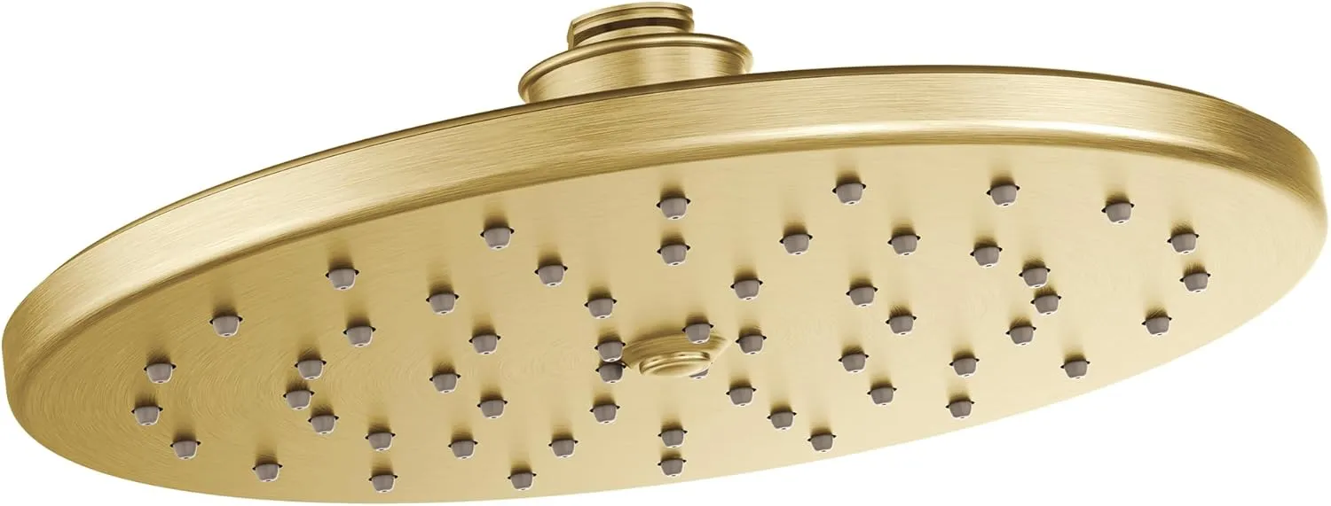 Moen S112BG Waterhill 10-Inch Single Function Rainshower Showerhead with Immersion Rainshower Technology, Brushed Gold