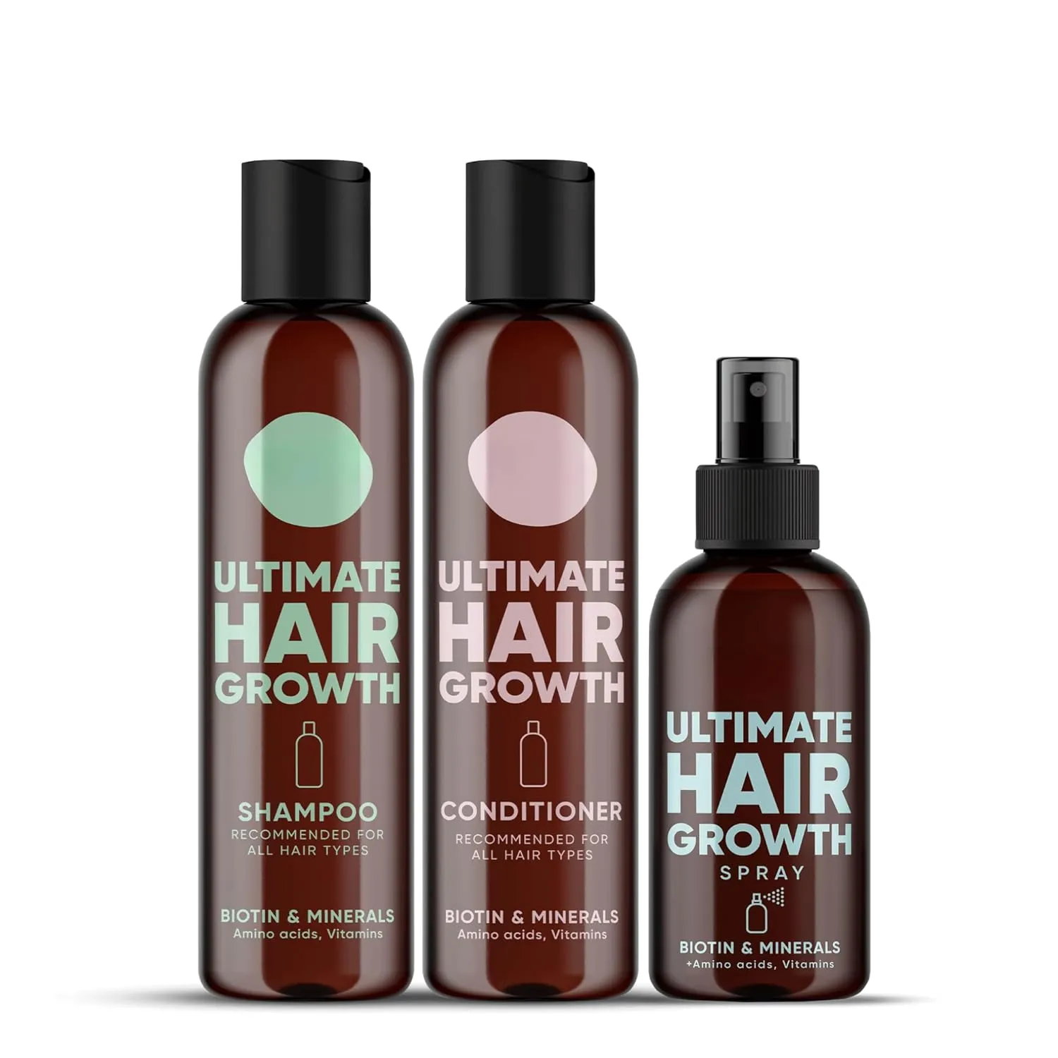 Moeriee Mineral Shampoo and Conditioner Plus Hair Growth Spray Set – Ultimate Hair Care Pack – For Longer, Thicker, Fuller Hair - Volumizing Hair Care Products – Paraben & Silicone Free (Single Set)