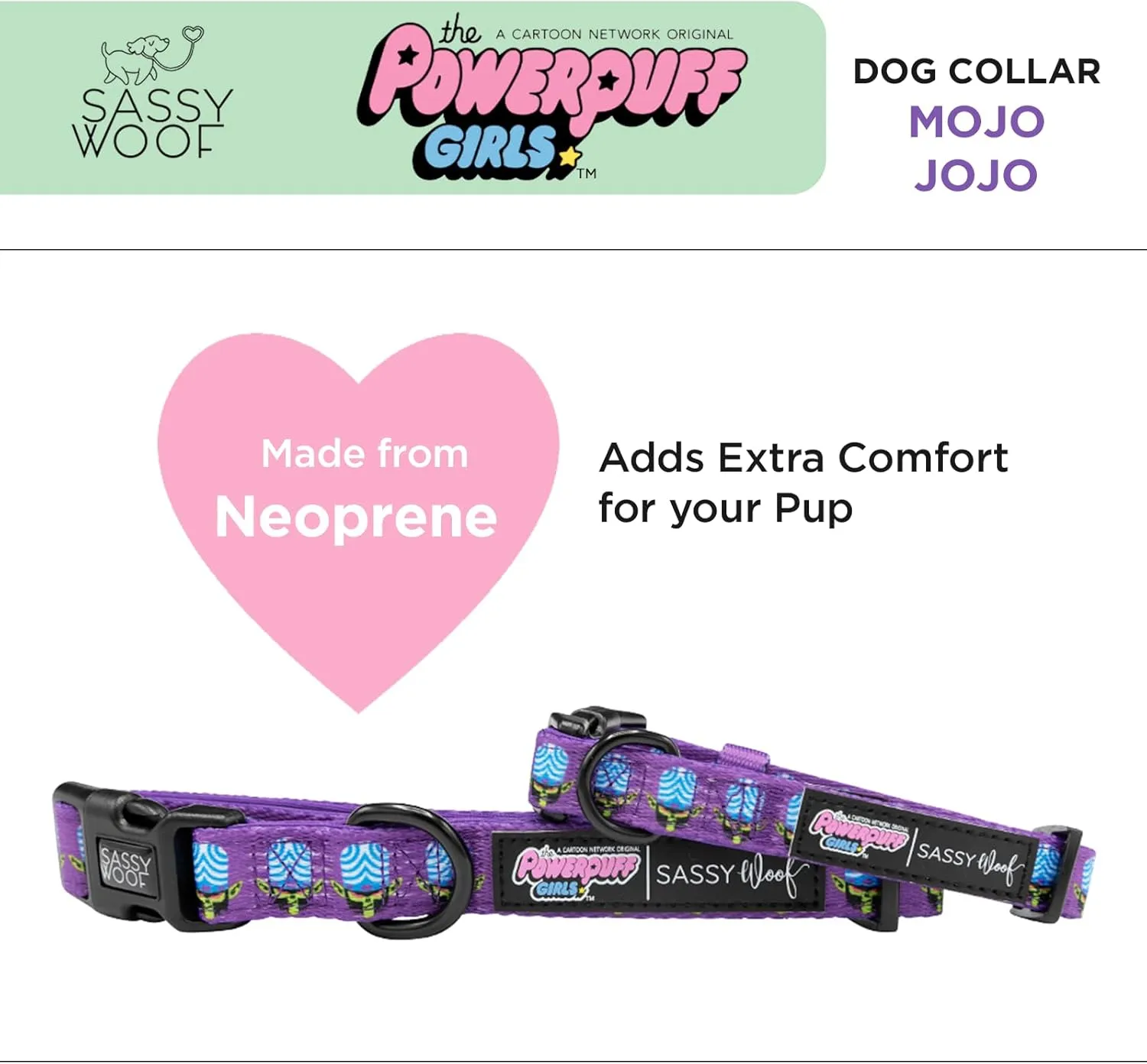 Mojo JoJo™ - M, Dog Collar, Adjustable, Durable, Comfortable and Stylish Pet Accessories for Medium Dogs - Officially Licensed