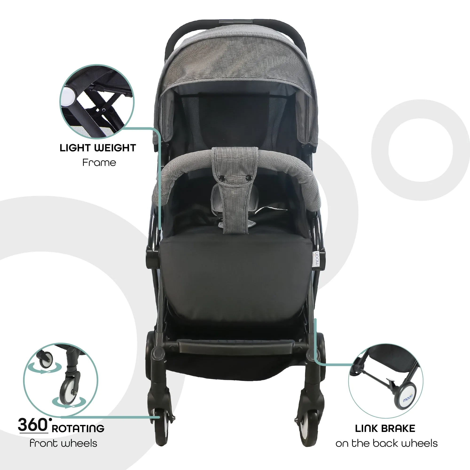 Moon - Travel-Lite  - Cabin Stroller - Grey
