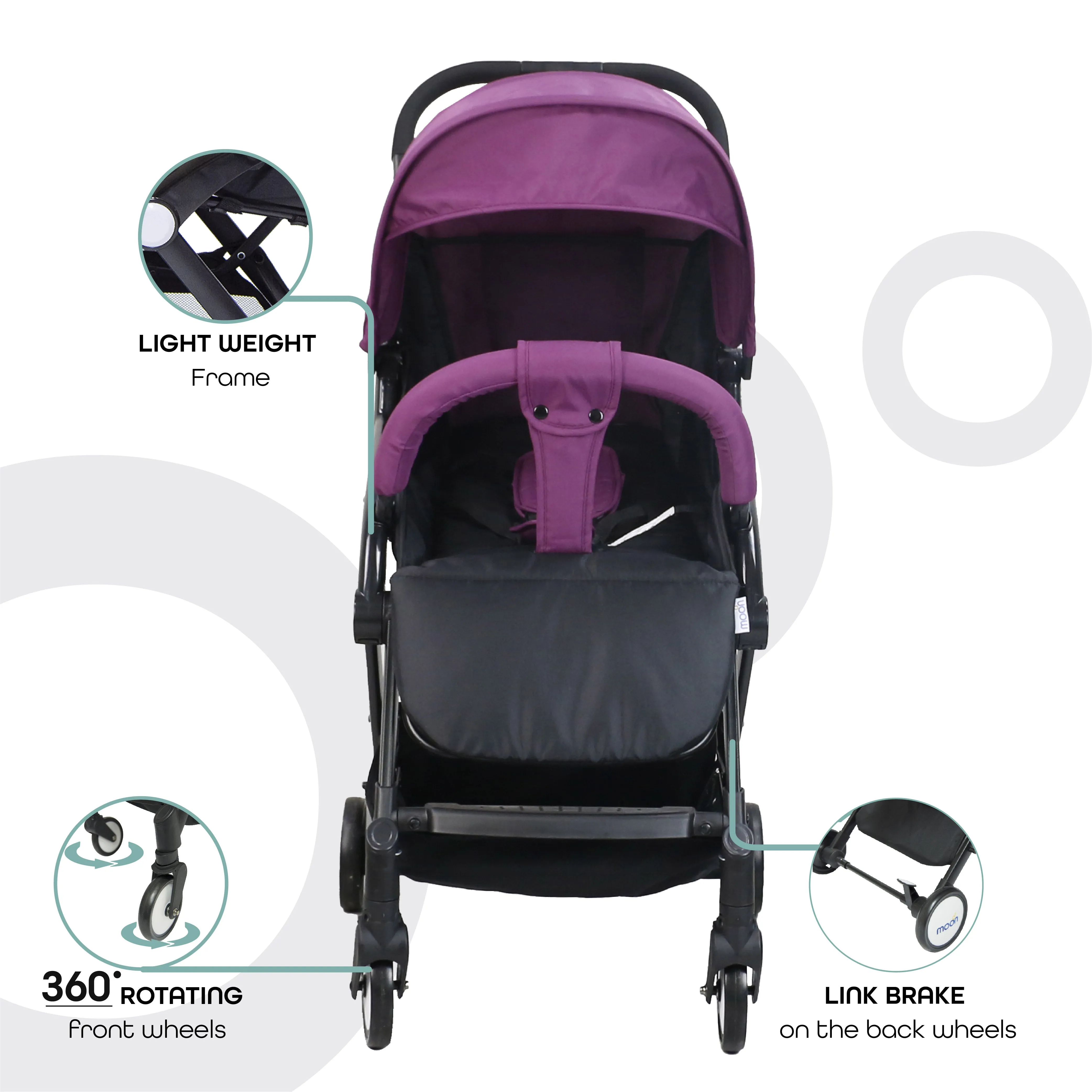 Moon - Travel-Lite  - Cabin Stroller - Purple