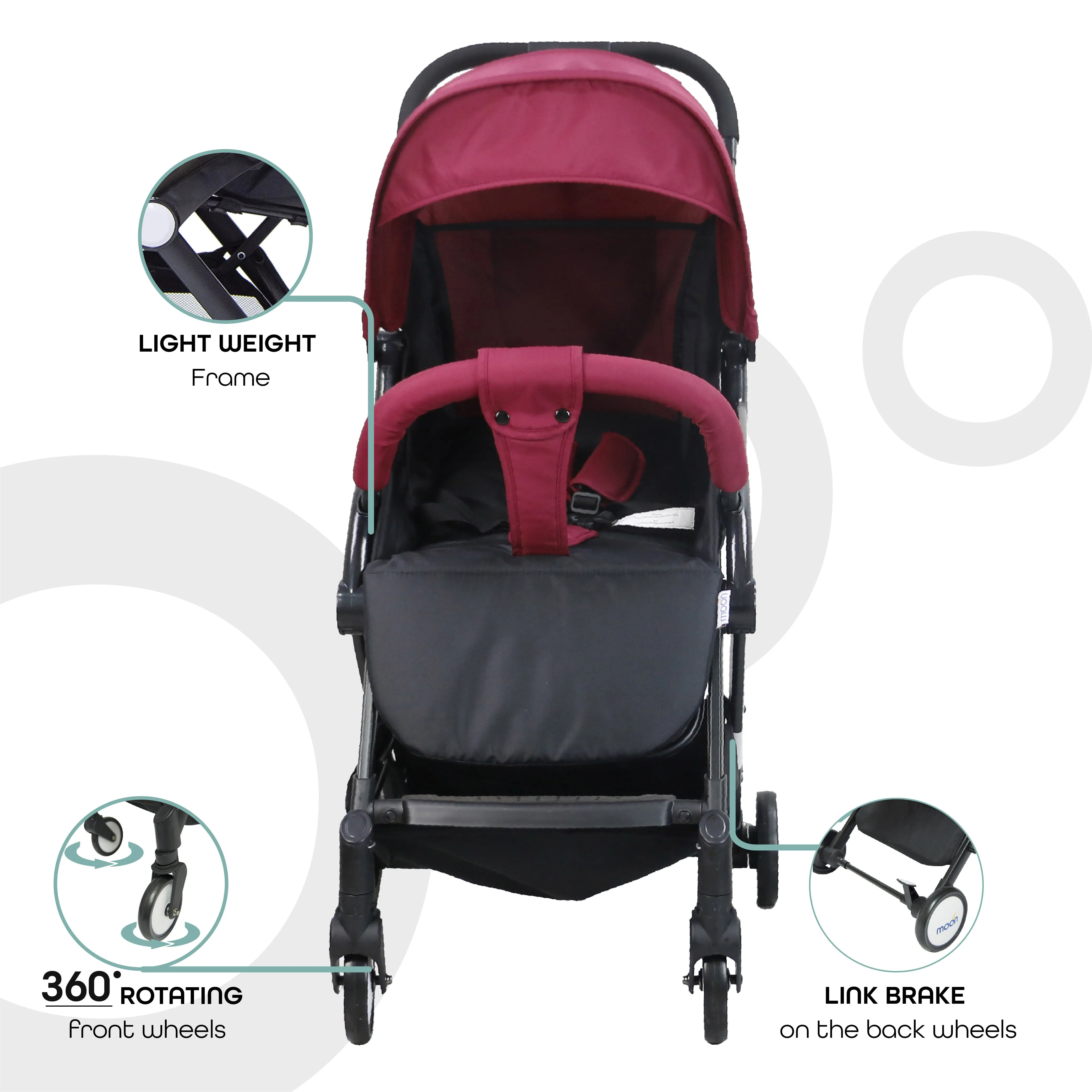 Moon - Travel-Lite  - Cabin Stroller - Red