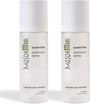 Moso Natural Scent-Free Bathroom Spray (2 Pack) A Discreet Odor Eliminator and Toilet Spray. Unscented. (3.4 oz Per Bottle)