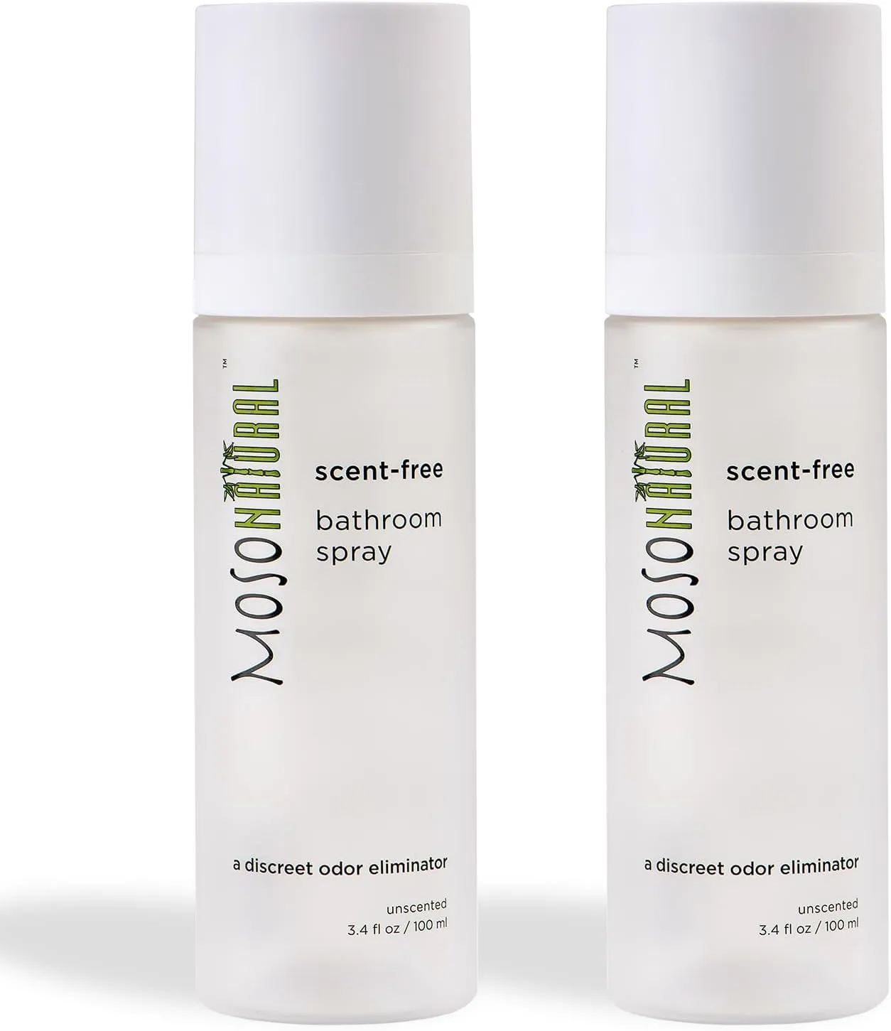 Moso Natural Scent-Free Bathroom Spray (2 Pack) A Discreet Odor Eliminator and Toilet Spray. Unscented. (3.4 oz Per Bottle)