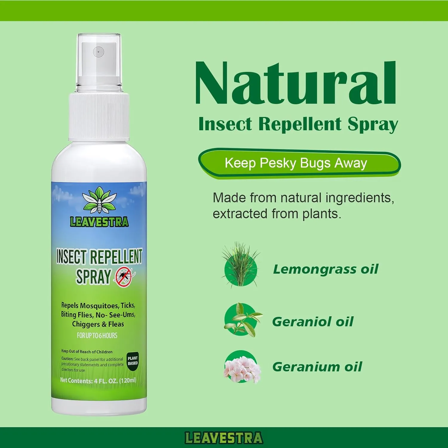 Mosquito Repellent Spray for Body, Insect Repellent Spray Natural Bug Repellent for Skin DEET-Free Travel Size 4 Fl Oz (2 Pack)