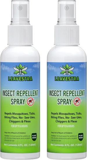 Mosquito Repellent Spray for Body, Insect Repellent Spray Natural Bug Repellent for Skin DEET-Free Travel Size 4 Fl Oz (2 Pack)