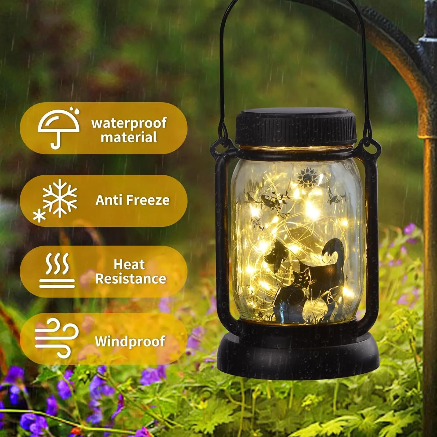 Mother‘s Day Gift Solar Lantern Cat and Dog Solar Garden Lights, Cat Gift for Women for Mother/Grandma/Women, Dog Lover Garden Yard , Pet lamp Decor,Waterproof Mom Lanterns