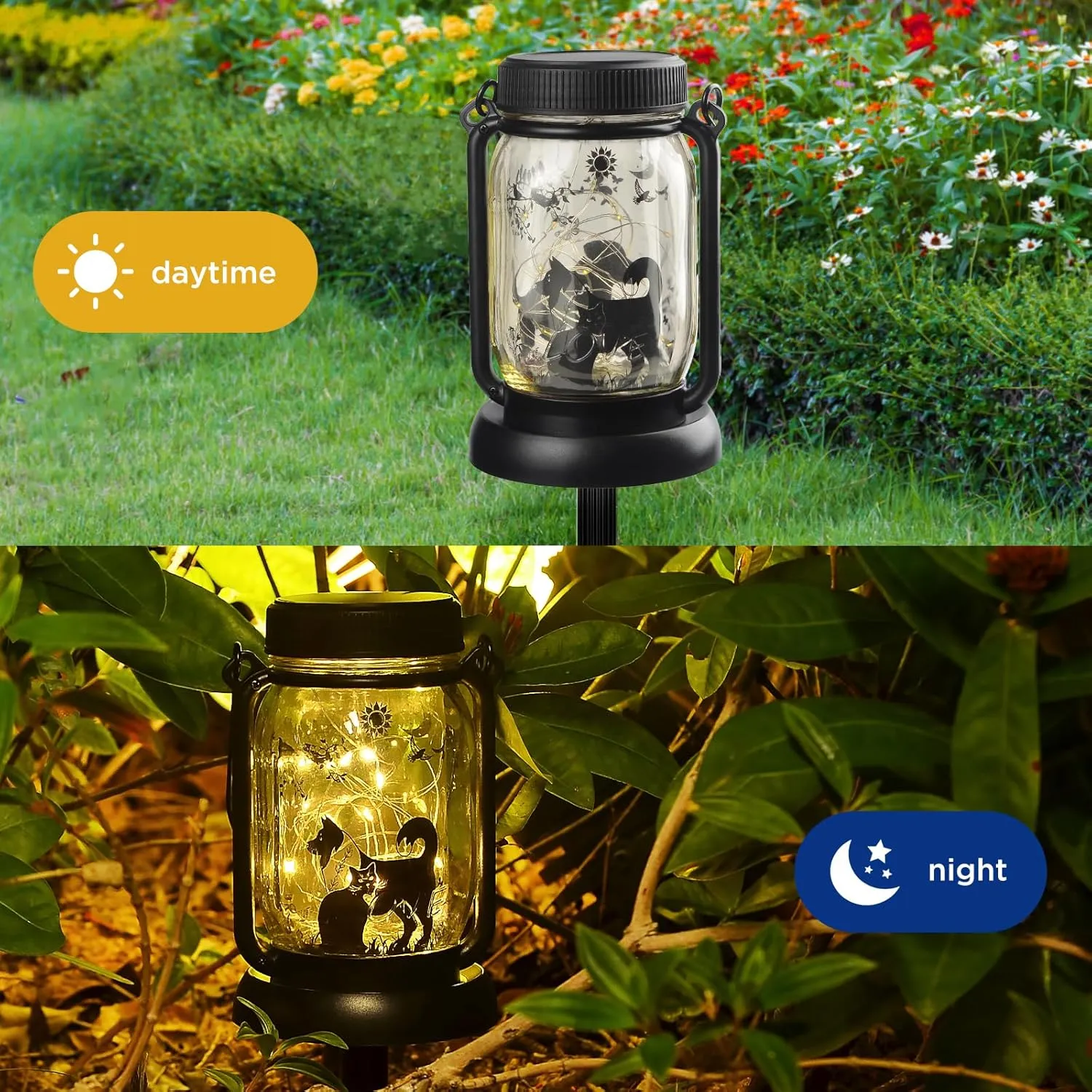 Mother‘s Day Gift Solar Lantern Cat and Dog Solar Garden Lights, Cat Gift for Women for Mother/Grandma/Women, Dog Lover Garden Yard , Pet lamp Decor,Waterproof Mom Lanterns