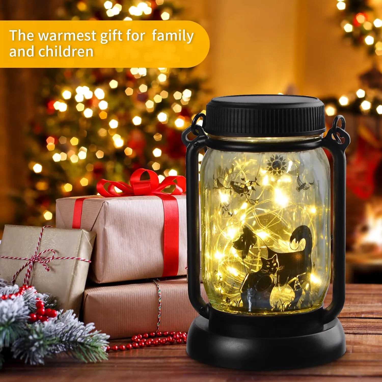 Mother‘s Day Gift Solar Lantern Cat and Dog Solar Garden Lights, Cat Gift for Women for Mother/Grandma/Women, Dog Lover Garden Yard , Pet lamp Decor,Waterproof Mom Lanterns