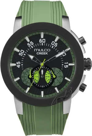 MULCO Watches for Men, Creek Stainless Steel Case with White Wrist Silicone Band, Quartz Multifunctional Movement Large Face Premium Analog Display-Luxury Sport Watch -100m, Waterproof