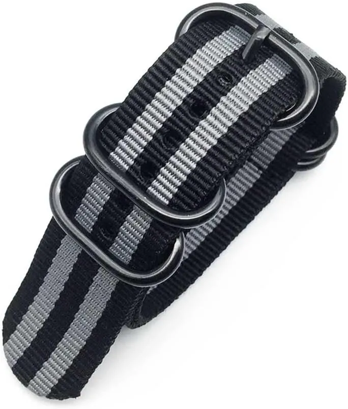 Multicolor Watch Strap Nylon Black Ring Buckle 18mm 20mm 22mm 24mm Striped Waterproof Replace Watch Accessories for Man Women