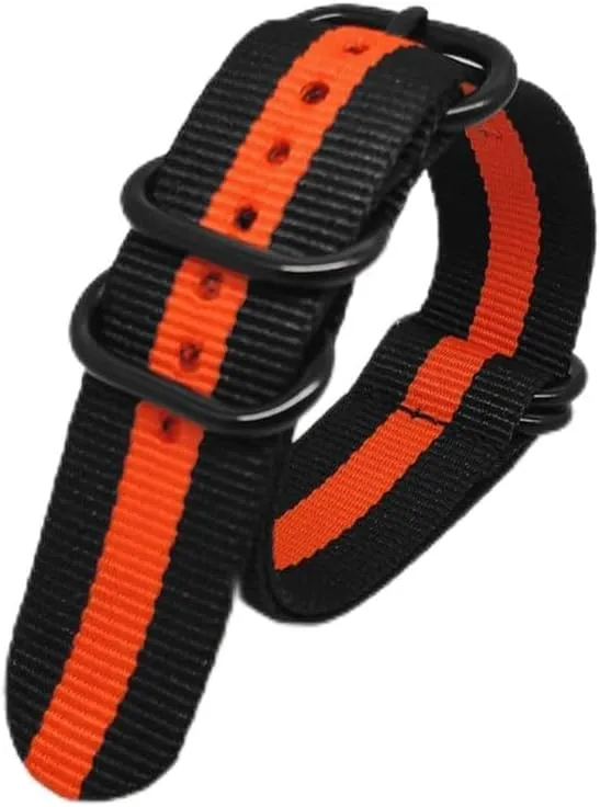 Multicolor Watch Strap Nylon Black Ring Buckle 18mm 20mm 22mm 24mm Striped Waterproof Replace Watch Accessories for Man Women
