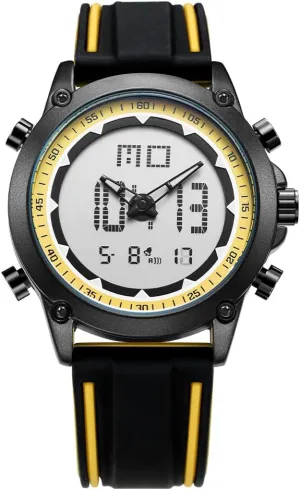 Multifunction Men's Sports Waterproof Digital Watch Silicone Strap Wrist Watches for Men with Back Ligh/Alarm/Chronograph