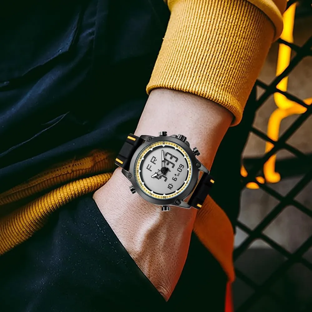 Multifunction Men's Sports Waterproof Digital Watch Silicone Strap Wrist Watches for Men with Back Ligh/Alarm/Chronograph