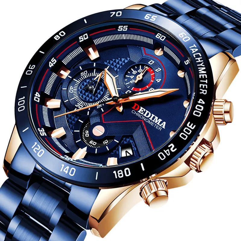 Multifunctional Waterproof Luminous Sports Steel Band Watch