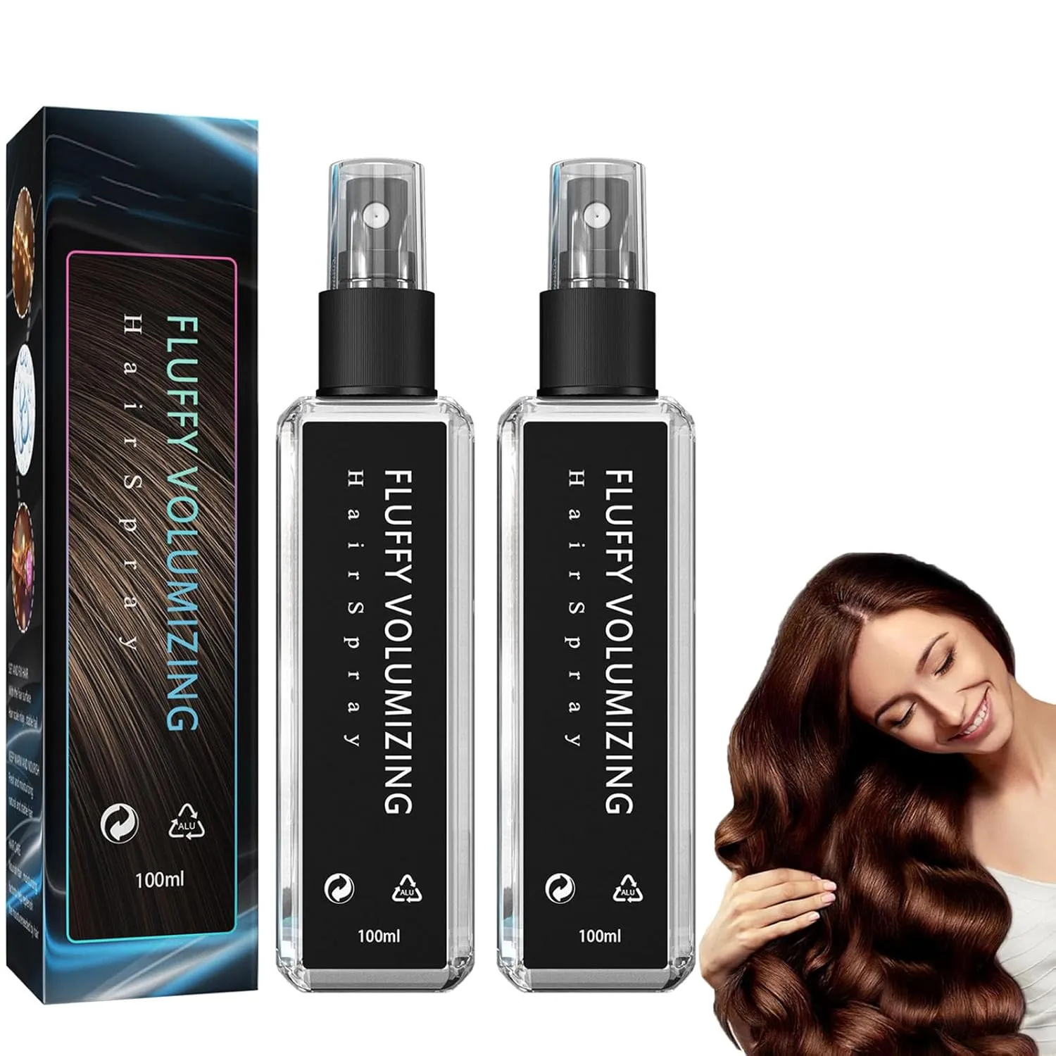 Natural Plant Protein Hair Thickening Spray,Fluffy Volumizing Hair Spray,Magic Volume Hairspray,Hair Thickener Spray,Protein Spray For Hair,Non Sticky Hair Spray For Volume (100 ml,2PCS)