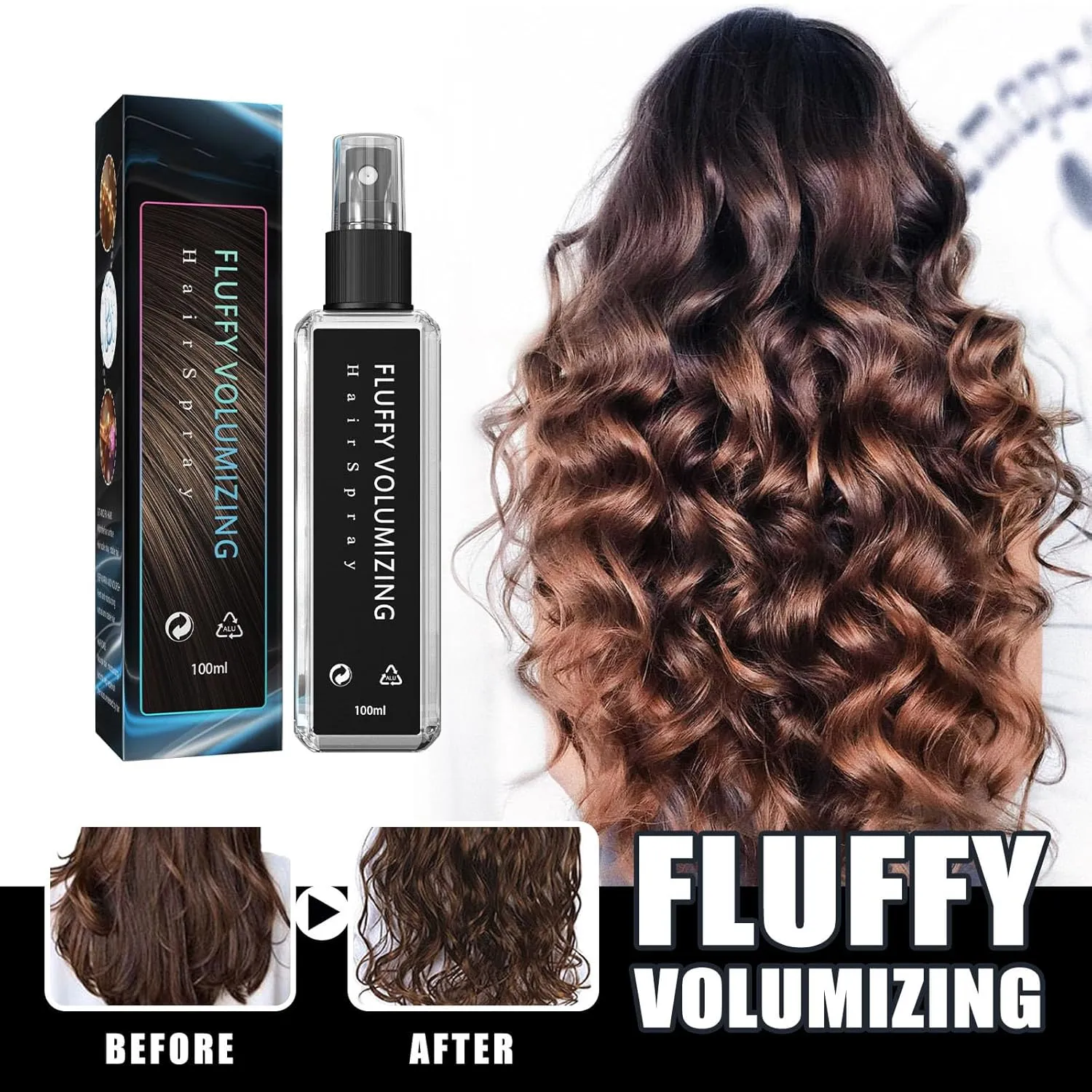 Natural Plant Protein Hair Thickening Spray,Fluffy Volumizing Hair Spray,Magic Volume Hairspray,Hair Thickener Spray,Protein Spray For Hair,Non Sticky Hair Spray For Volume (100 ml,2PCS)