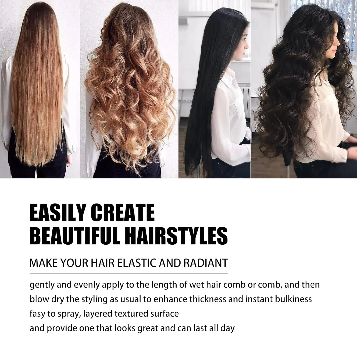 Natural Plant Protein Hair Thickening Spray,Fluffy Volumizing Hair Spray,Magic Volume Hairspray,Hair Thickener Spray,Protein Spray For Hair,Non Sticky Hair Spray For Volume (100 ml,2PCS)