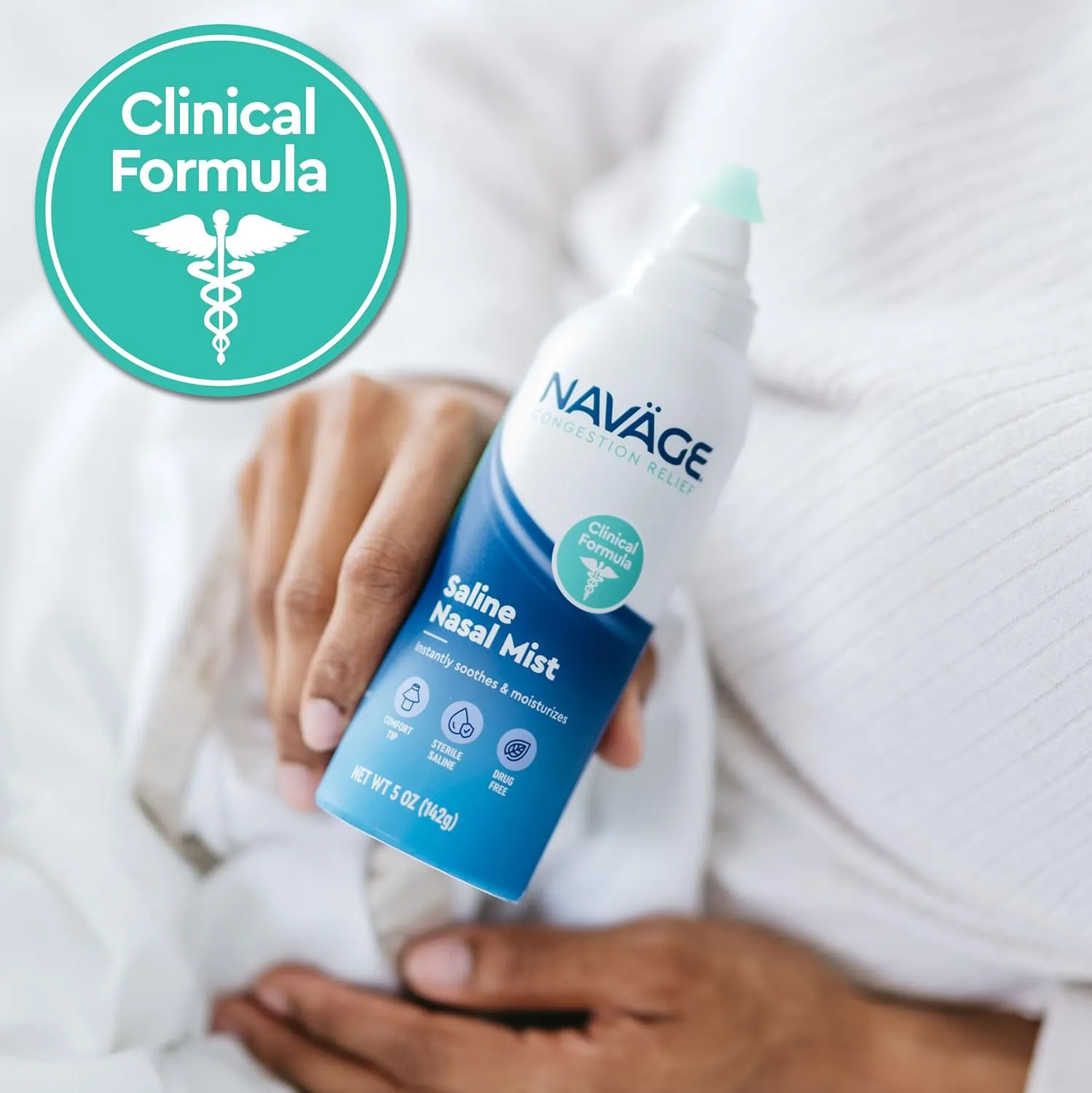 Navage Saline Nasal Mist Clinical Formula Extra Comfort Drug-Free Hydration and Congestion Relief – Sterile Saline Spray for Sensitive Noses 2 Pack