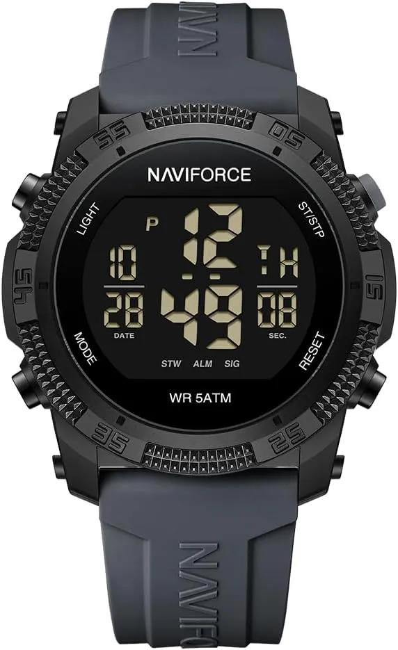 NAVIFORCE Men Sports Waterproof Digital Watches with Stopwatch Alarm Rubber Strap Wristwatch for Women