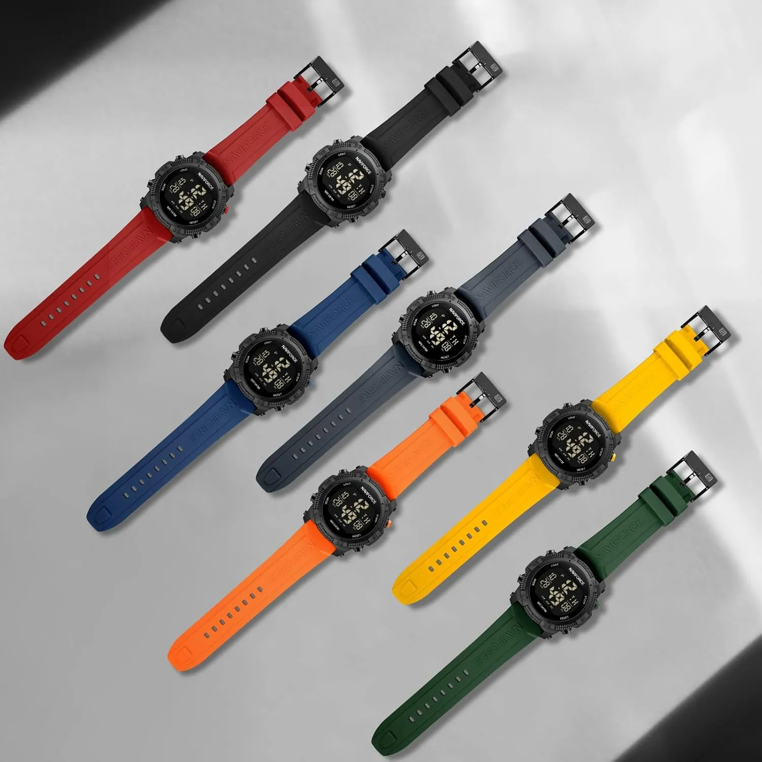 NAVIFORCE Men Sports Waterproof Digital Watches with Stopwatch Alarm Rubber Strap Wristwatch for Women