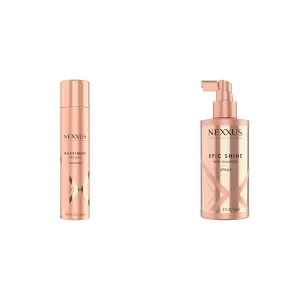 Nexxus Maximum Hold Hairspray 10 oz & Anti-Humidity Spray Epic Shine 8 oz Bundle