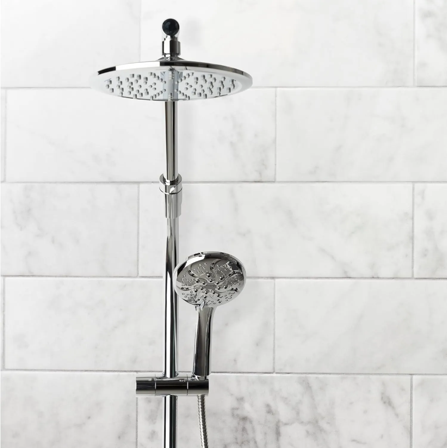 Niagara Conservation ShowerRail Sliding Handheld Dual Shower System Shower Head with 8-inch Rain Head, 6-Spray Setting Handheld and Adjustable Rail, Tool-Free Easy Installation