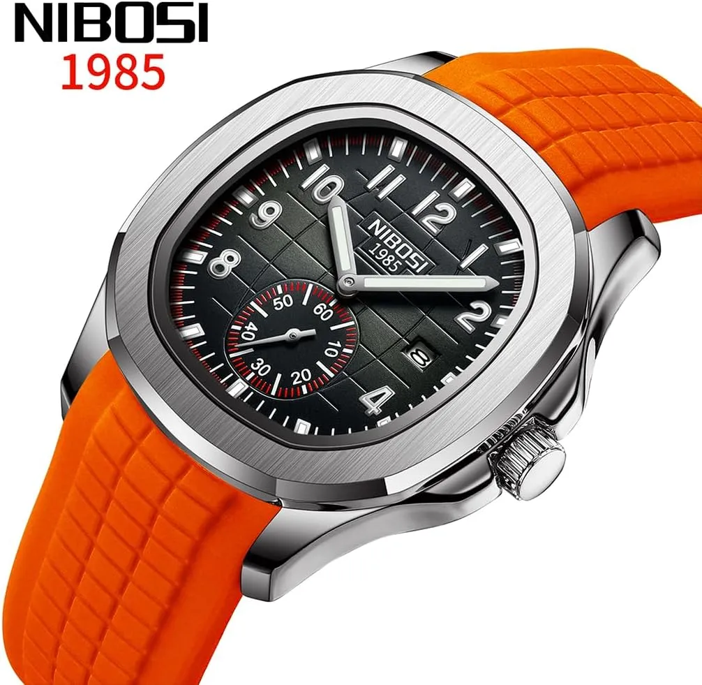 NIBOSI Watch for Men Square Fashion Easy Read Waterproof Business Stainless Luxury Analog Simple Dress Dad Father Gifts Gold Black Wrist Watches