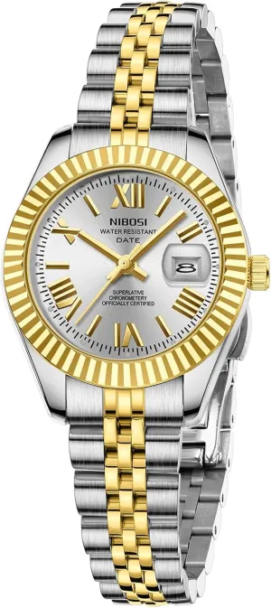 NIBOSI Women's Watch Analog Quartz Waterproof Ladies Wrist Watches with Date Dainty Gold Fashion Luxury Stainless Steel Watch for Small Wrists Female Designer Elegant Dress Watches for Women