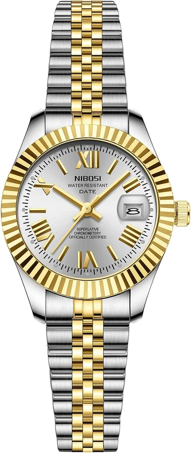 NIBOSI Women's Watch Analog Quartz Waterproof Ladies Wrist Watches with Date Dainty Gold Fashion Luxury Stainless Steel Watch for Small Wrists Female Designer Elegant Dress Watches for Women