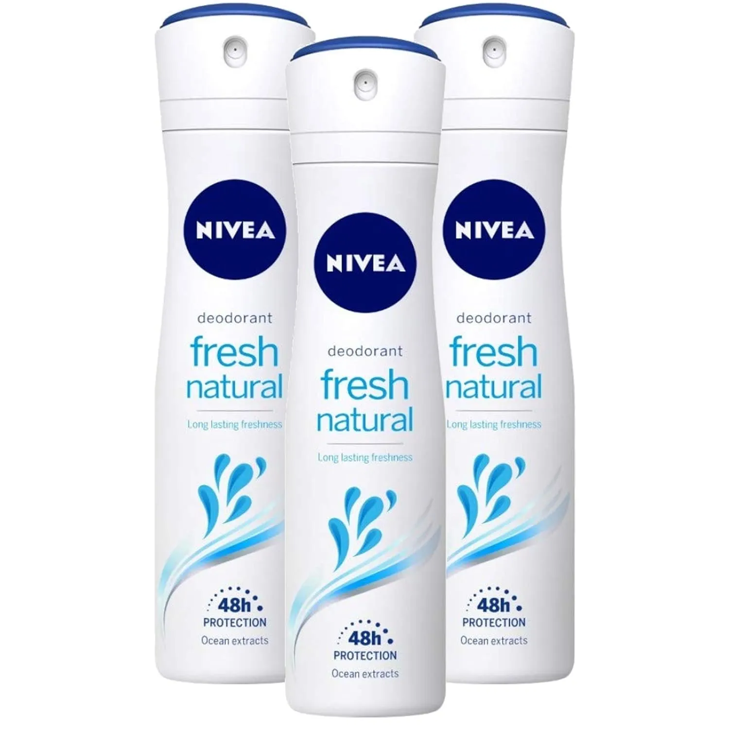 Nivea Longlasting 48 Hours Freshness Body Spray - Fresh Natural, 3 Packs x 147.86 ML / 5 Fl. Oz