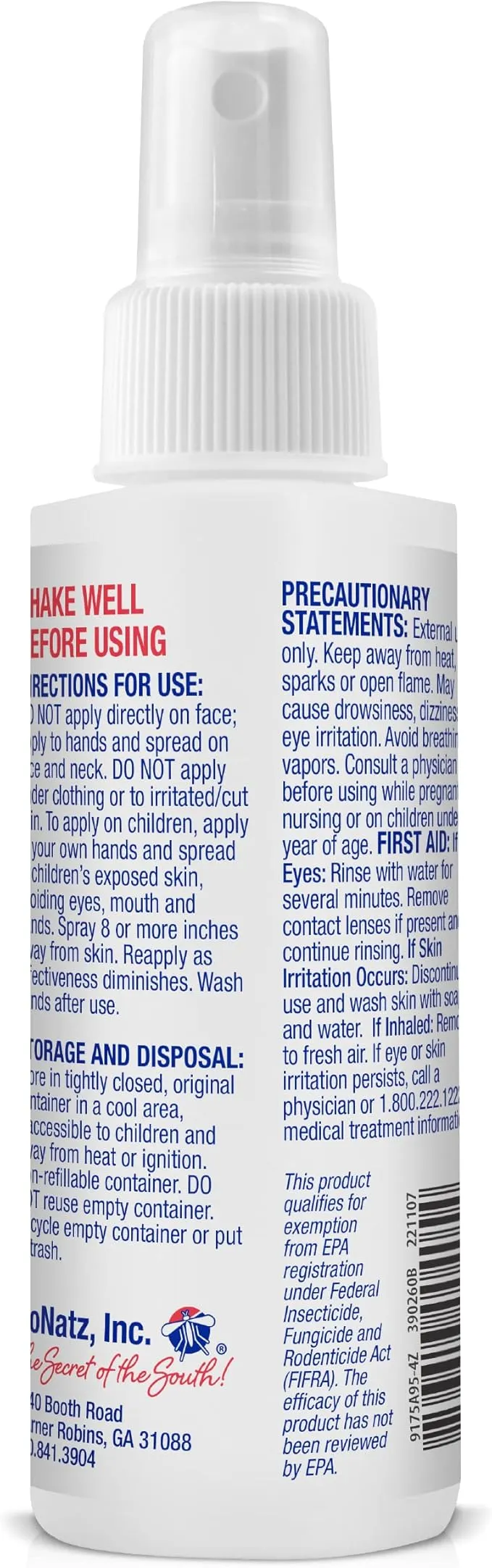 No Natz Botanical Bug Repellant, Effective for Gnat, Mosquito, and Biting Flies, Hand-Crafted and DEET-Free, Non-Greasy Formula, 4 Ounce Spray Bottle