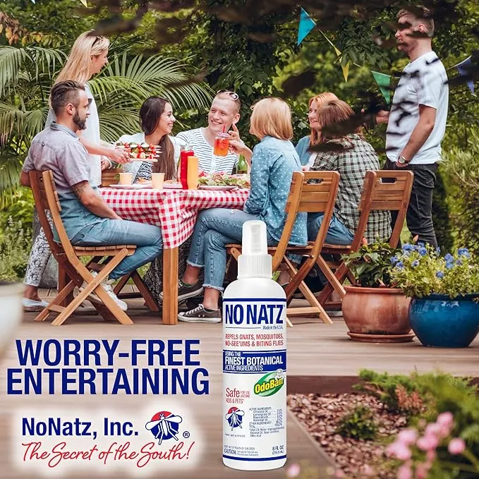No Natz Botanical Bug Repellant, Effective for Gnat, Mosquito, and Biting Flies, Hand-Crafted and DEET-Free, Non-Greasy Formula, 4 Ounce Spray Bottle