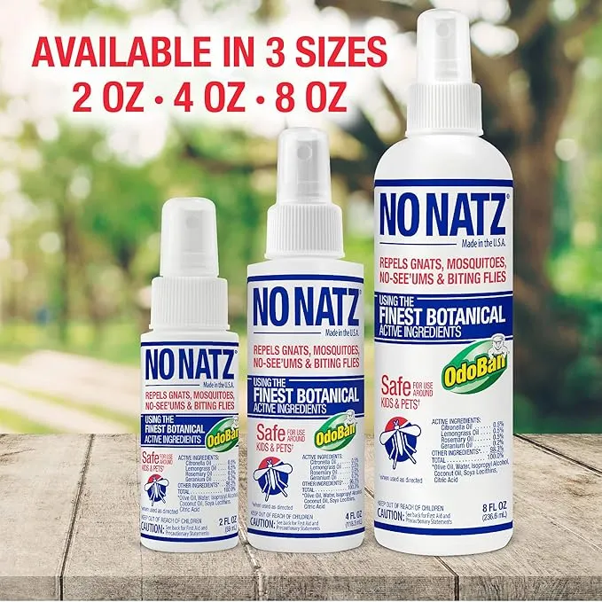 No Natz Botanical Bug Repellant, Effective for Gnat, Mosquito, and Biting Flies, Hand-Crafted and DEET-Free, Non-Greasy Formula, 4 Ounce Spray Bottle