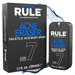 No.7 Men's Acne Eraser Spray, Salicylic Acid Body Spray - Prevent and Treat Acne for Smoother Skin All Year Long, for Men & Women 1.1 fl oz