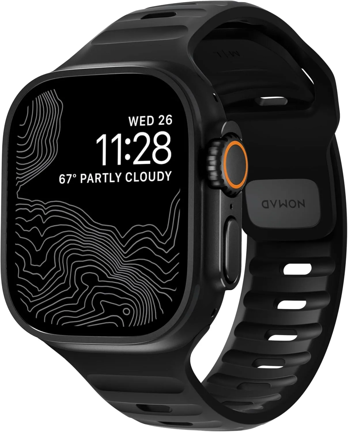 NOMAD Sport Band V2 | Unisex, Sport Loop Watch Band | Fluororubber, Black, 22mm, 42/44/45/49mm, Waterproof