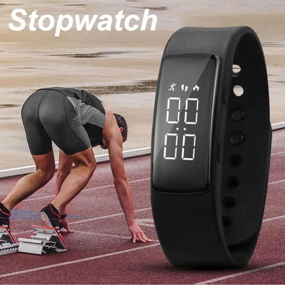 Non Bluetooth Fitness Tracker Pedometer Watch Step Counter Activity Tracker Sleep Monitor Alarm Clock Stopwatch Digital Waterproof Fitness Watch for Men Women