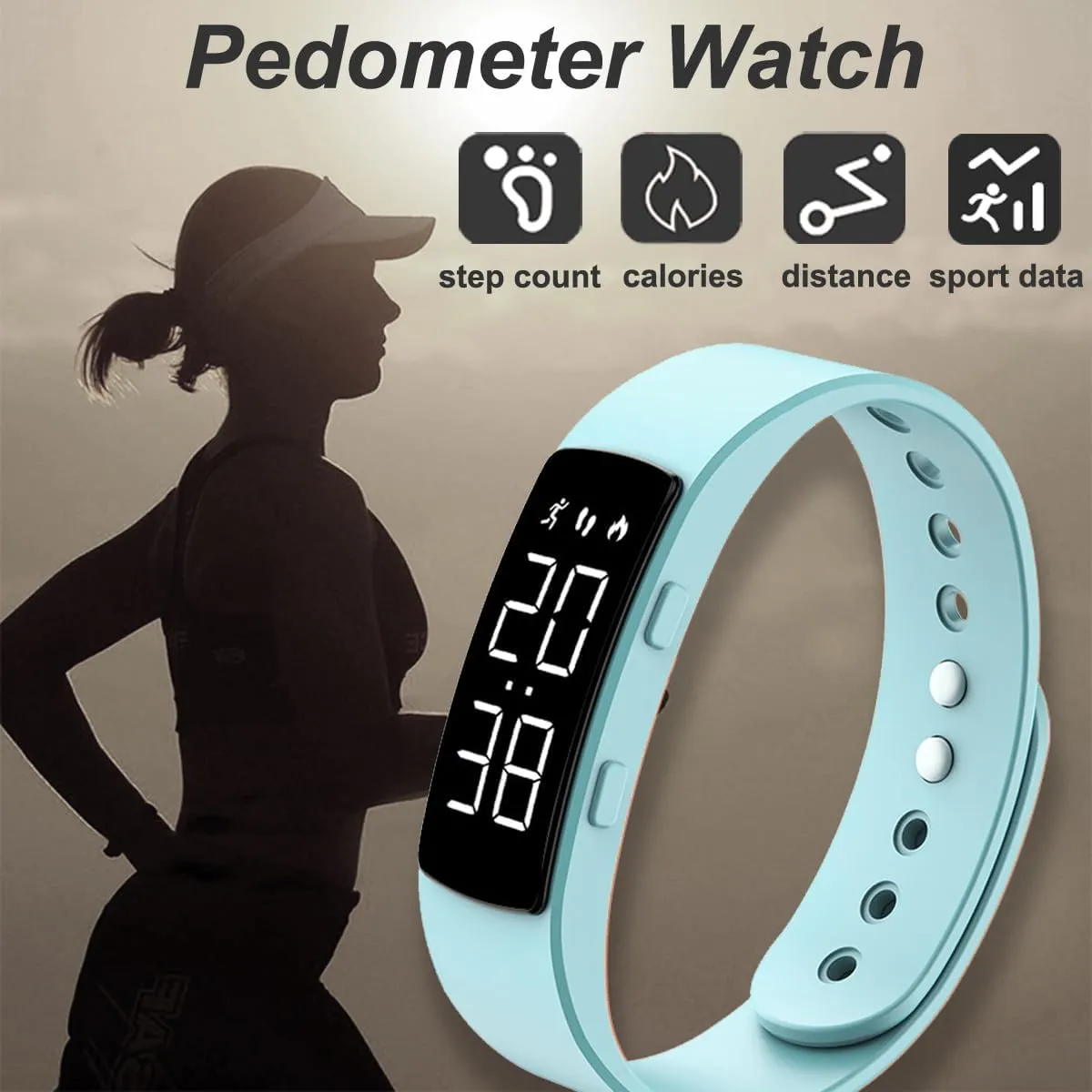 Non Bluetooth Fitness Tracker Pedometer Watch Step Counter Activity Tracker Sleep Monitor Alarm Clock Stopwatch Digital Waterproof Fitness Watch for Men Women