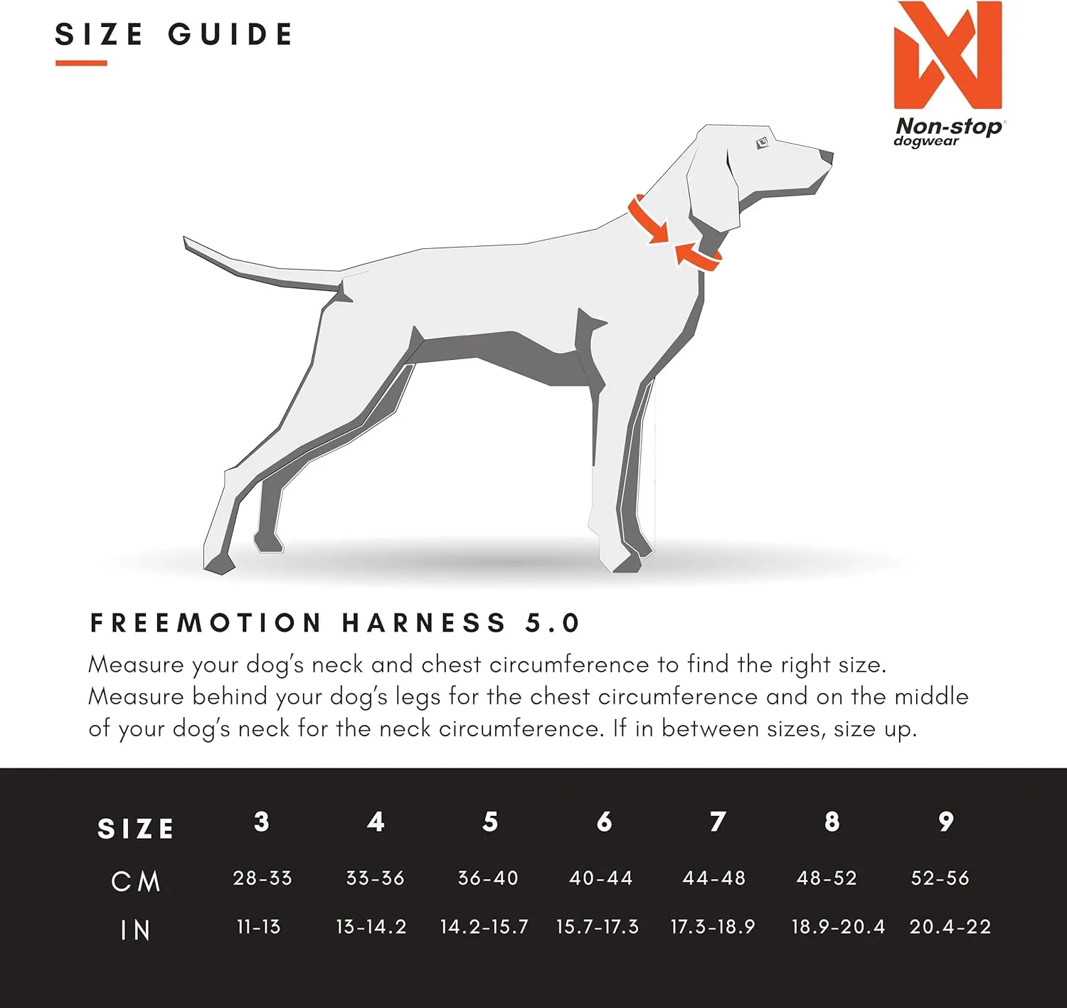 Non-stop dogwear Freemotion Harness 5.0 Dog Pulling Harness for Sports Like Running, Biking and Skiing with Dogs, Professional Adjustable Dog Harness, Orange/Black, Size 4