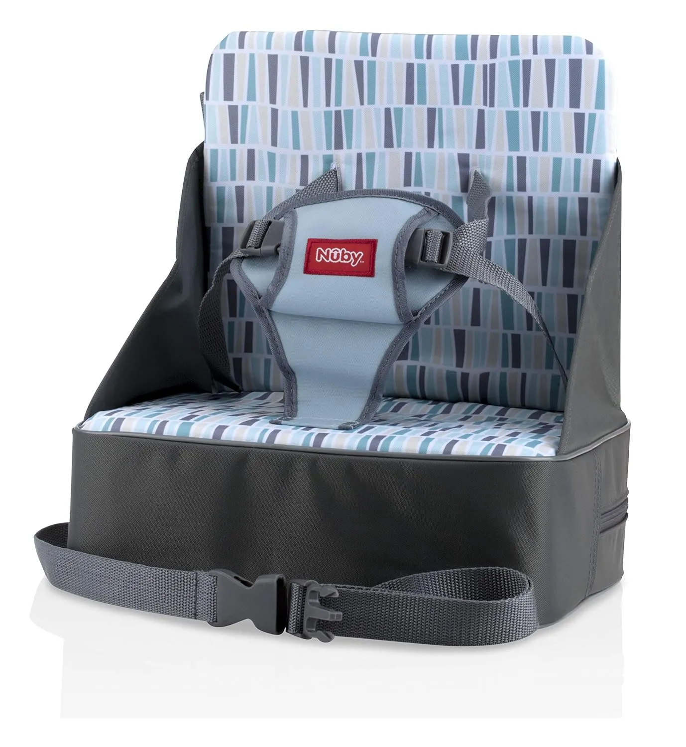 Nuby Easy Go Booster Seat - Travel Booster Seat for Babies and Toddlers - Holds Up to 35 Pounds - 9  Months - Gray