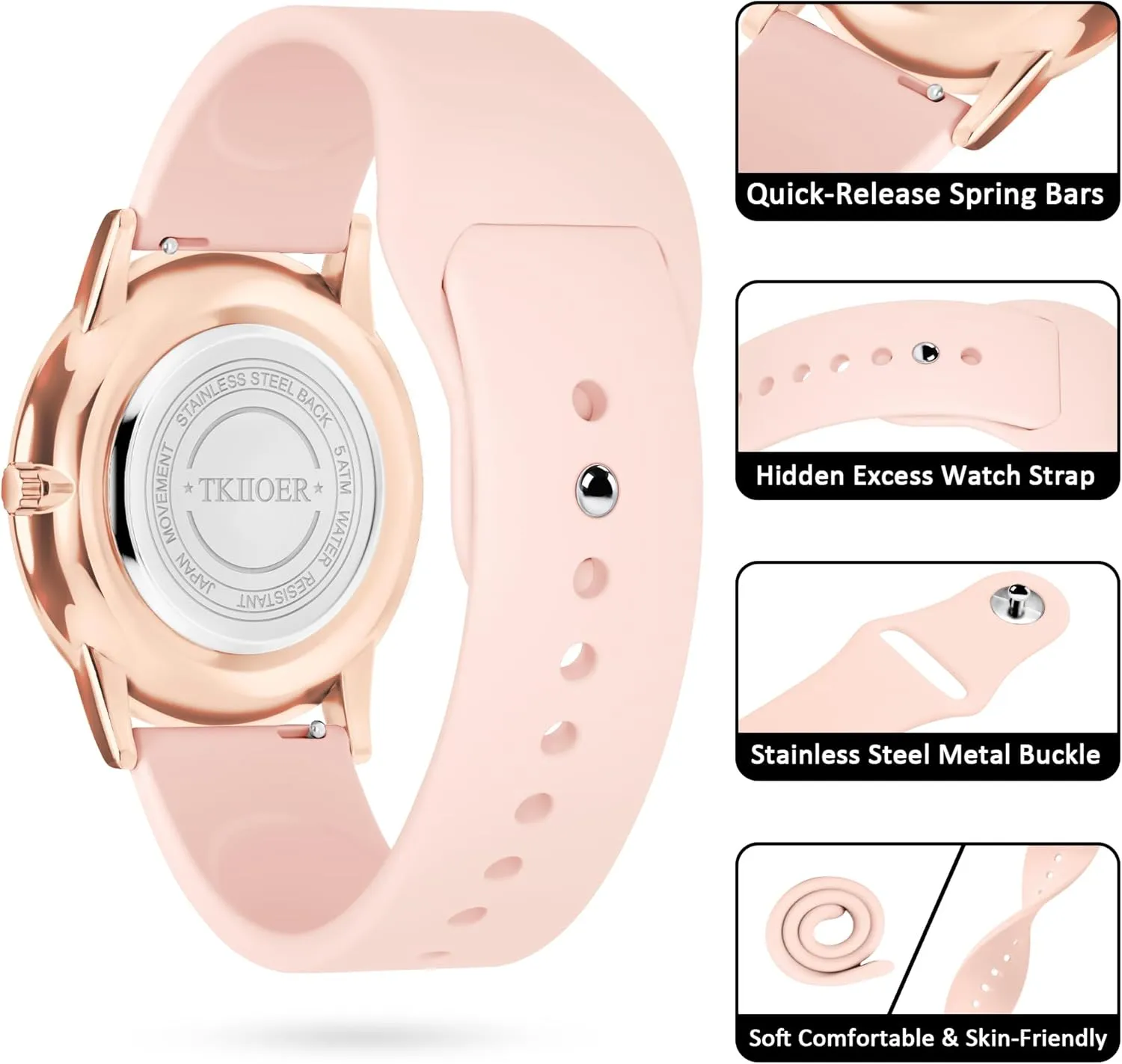 Nurse Watch for Nurse Medical Professionals Students Women Men, 50M Waterproof 12/24 Hour Military Time Luminous Easy Read Dial, Second Hand Watch for Nursing