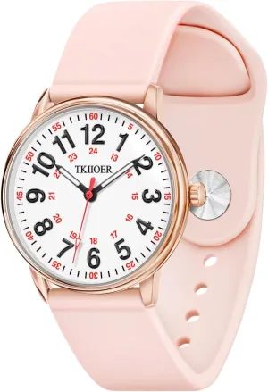 Nurse Watch for Nurse Medical Professionals Students Women Men, 50M Waterproof 12/24 Hour Military Time Luminous Easy Read Dial, Second Hand Watch for Nursing