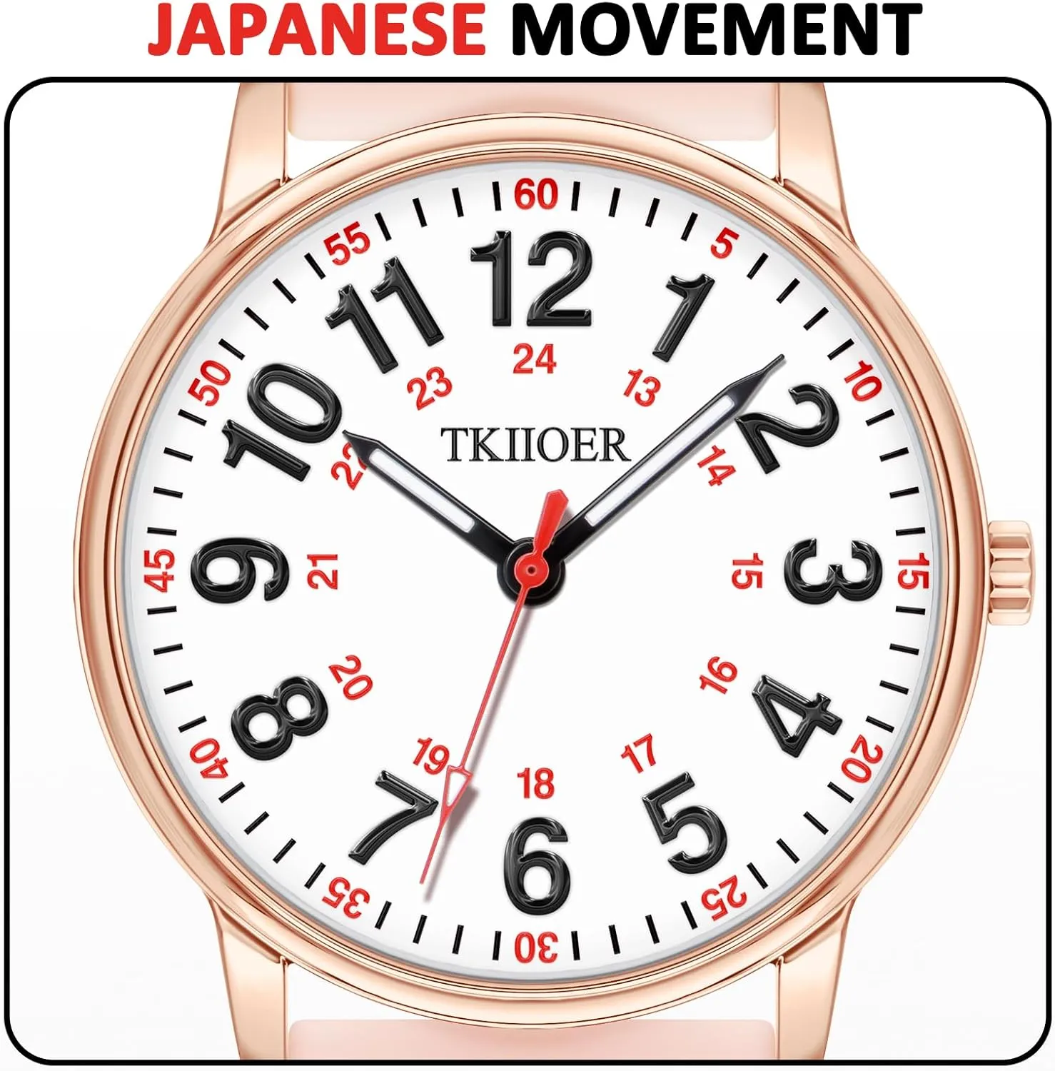 Nurse Watch for Nurse Medical Professionals Students Women Men, 50M Waterproof 12/24 Hour Military Time Luminous Easy Read Dial, Second Hand Watch for Nursing