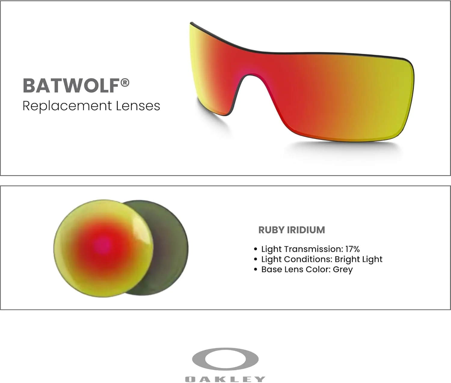 Oakley Original Batwolf Replacement Lenses For Men For Women   BUNDLE with Microfiber Cloth Bag Designer iWear Care Kit