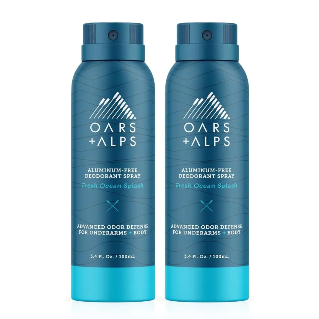 Oars   Alps Spray Deodorant for Men and Women, Aluminum Free Deodorant and Full Body Spray, Fresh Ocean Splash, 2 Pack