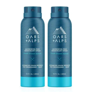 Oars   Alps Spray Deodorant for Men and Women, Aluminum Free Deodorant and Full Body Spray, Fresh Ocean Splash, 2 Pack